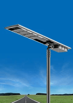 Lampă stradală solară pe drum